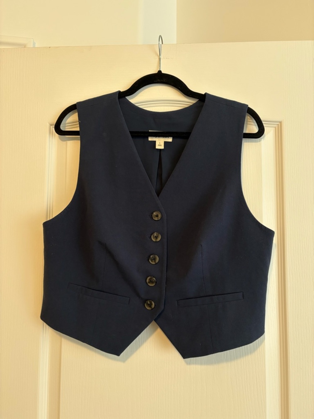 Women's Navy Button Front Vest